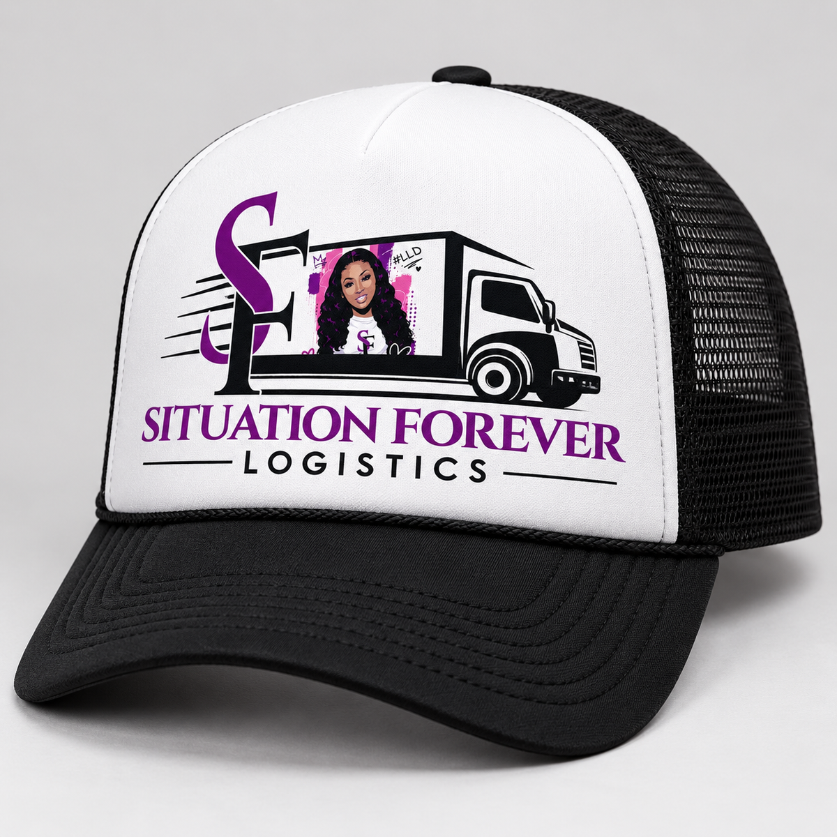 SF Black and White custom Foam trucker hat