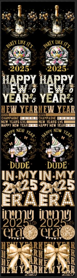 Happy New Years 22x80 premade gang sheet.
