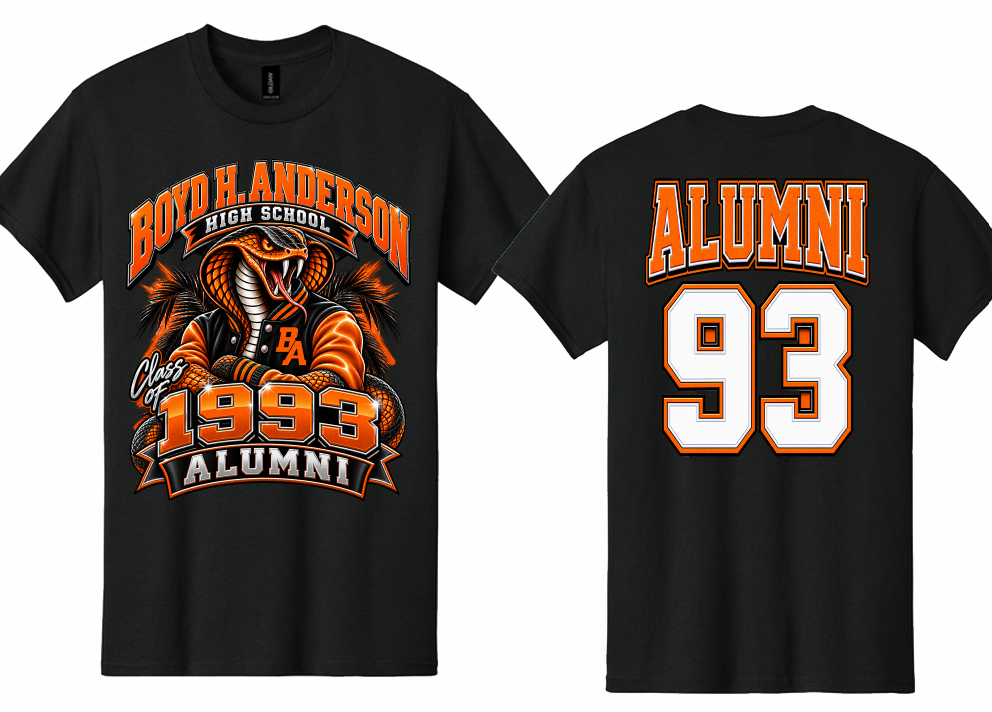 BA class of 1993 CENTER PRINT FRONT AND BACK
