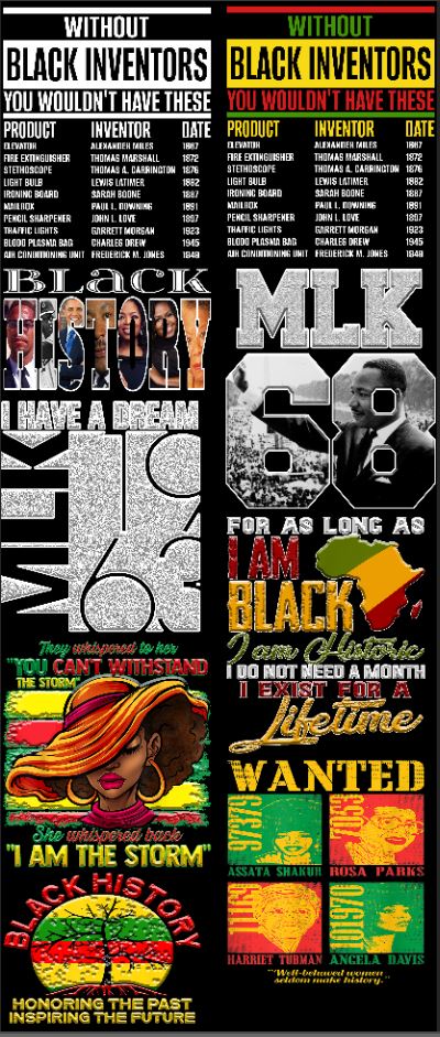 Black History Month Design 22x54 (For Color Shirts) premade gang sheet