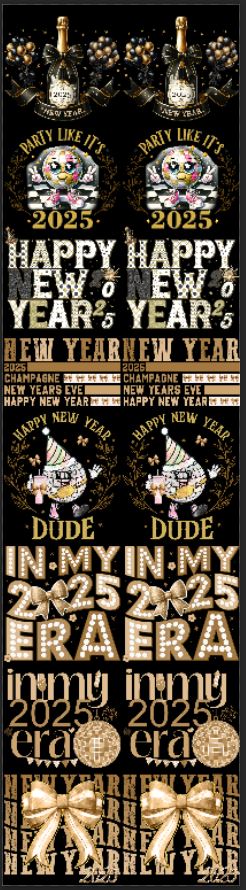 Happy New Years 22x80 premade gang sheet.