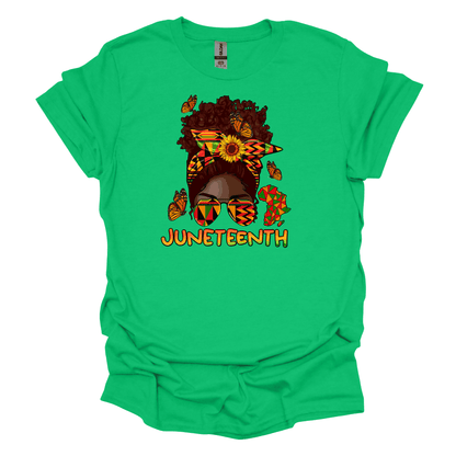Juneteenth Empowerment Tee - Woman Messy Bun