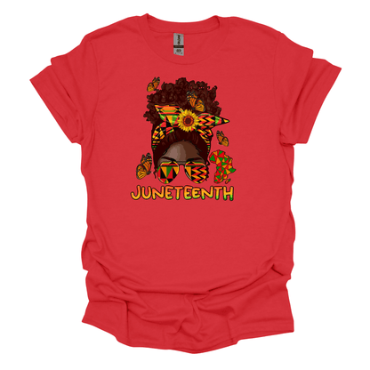 Juneteenth Empowerment Tee - Woman Messy Bun