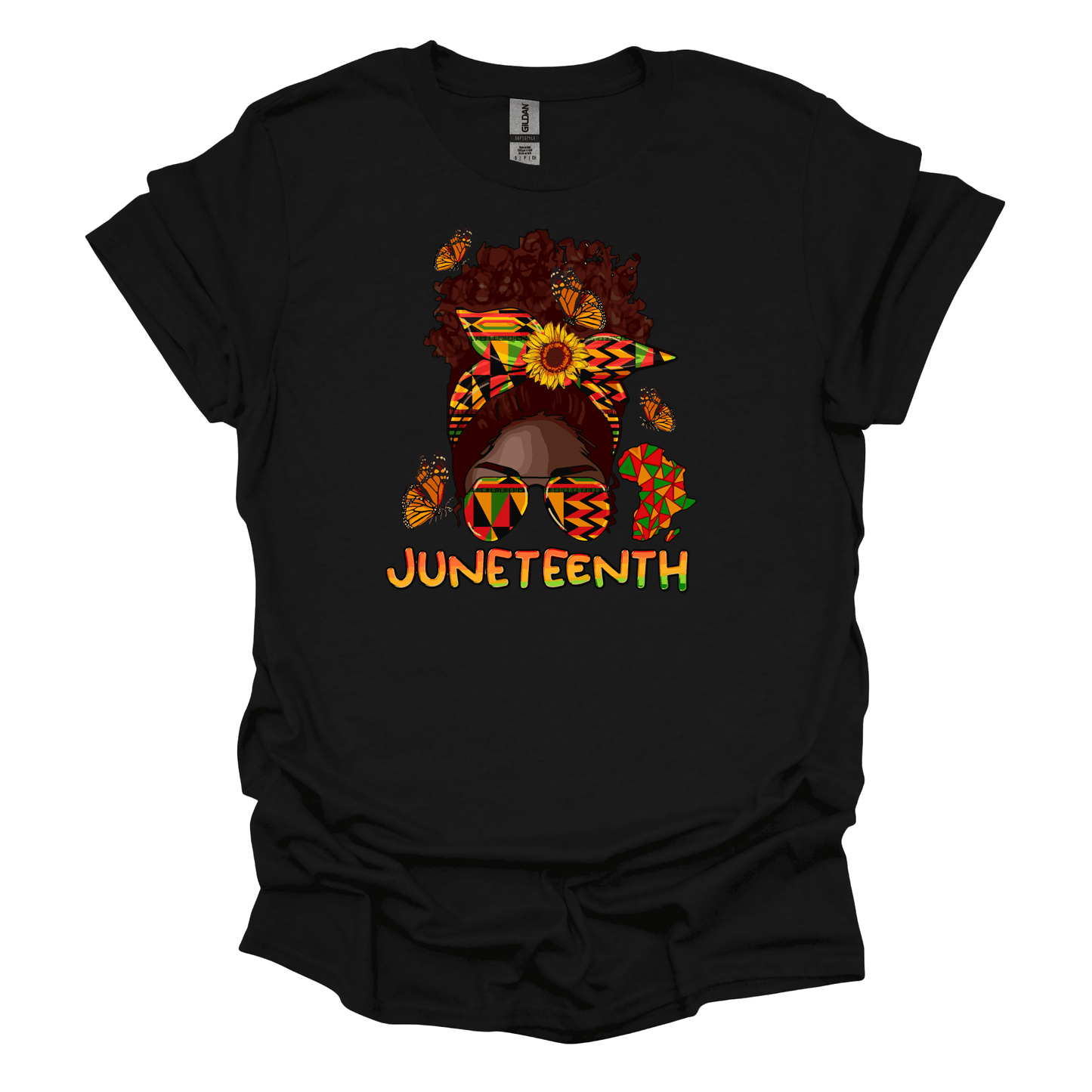 Juneteenth Empowerment Tee - Woman Messy Bun