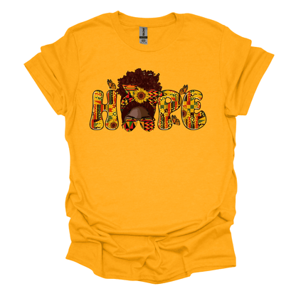 Juneteenth Empowerment Tee - Hope "Woman Messy Bun"