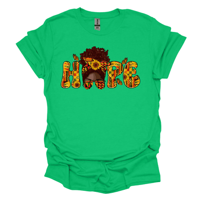 Juneteenth Empowerment Tee - Hope "Woman Messy Bun"