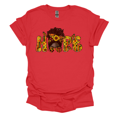 Juneteenth Empowerment Tee - Hope "Woman Messy Bun"