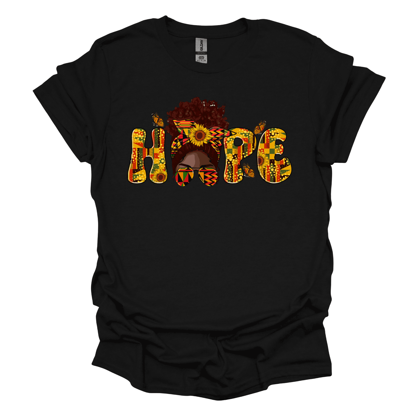 Juneteenth Empowerment Tee - Hope "Woman Messy Bun"