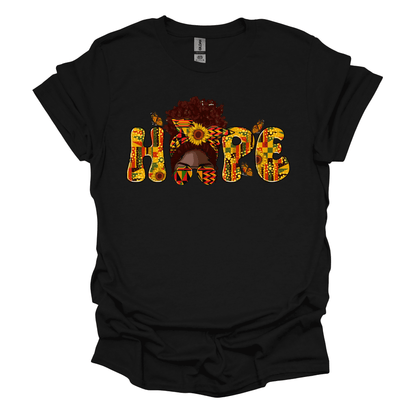Juneteenth Empowerment Tee - Hope "Woman Messy Bun"