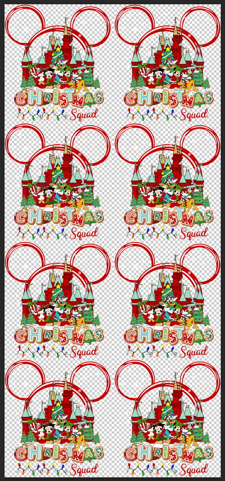 Mickey's Squad Merry Christmas  DTF transfer Gang sheet 22x48