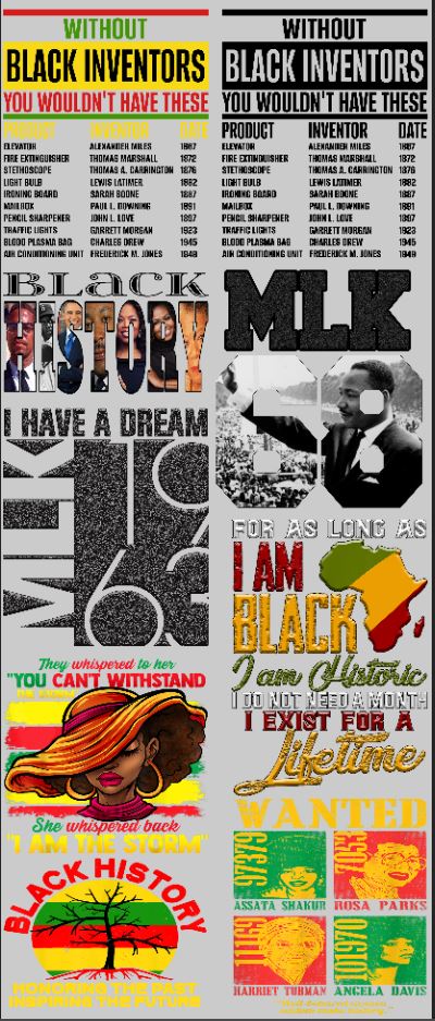 Black History Month Design 22x54 (For WHITE Shirts) premade gang sheet
